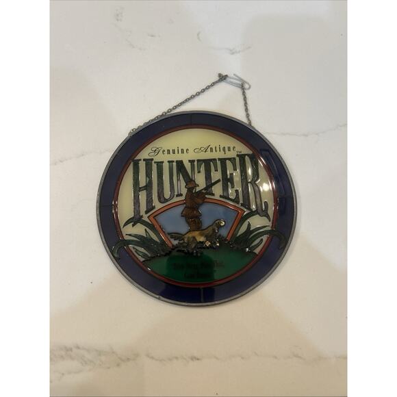 GENUINE‎ ANTIQUE HUNTER Stained Glass Round Wall Hanger Artist ANDE ROONEY - Picture 2 of 12
